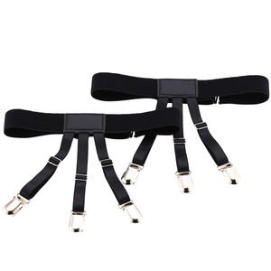 Jarretière pour <span class=keywords><strong>chemise</strong></span> réglable pour <span class=keywords><strong>homme</strong></span>, porte-jarretelles de jambe noires, porte-chemises, <span class=keywords><strong>bretelles</strong></span> cachées, pinces de verrouillage antidérapantes, 2 pièces - Product Image 6