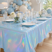 Nappe en PEVA bleu pastel, imperméable, jetable, rectangulaire, en plastique, pour événements et réceptions en gros