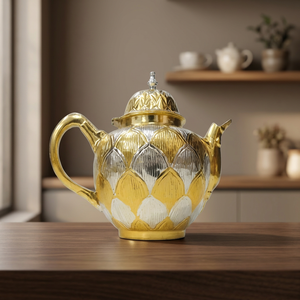 Golden Metal Tea <b>Pot</b> With <b>Lid</b> Modern Luxury Design Decorative Water Kettle With Handle - Product Image 3