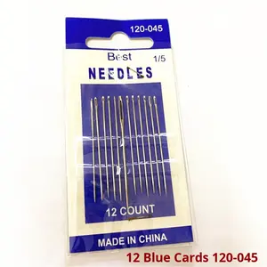 Aiguilles à coudre à la main Looen 12 Blue Card en acier au carbone nickelé, à grand chas, écologiques, pour kit de couture cuir, longueur 12 cm, 0,05 mm - Product Image 6