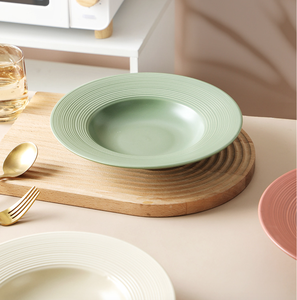 Assiette à <span class=keywords><strong>soupe</strong></span> robuste <span class=keywords><strong>en</strong></span> céramique brossée de style américain, écologique, pour la maison, l'hôtel, le restaurant, les pâtes, les plats occidentaux, les fruits - Product Image 2