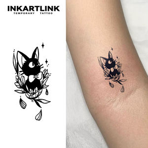 Tatuaggio Temporaneo a Forma di Gatto per Donna, Adesivo per Tatuaggio Carino, Lunga Durata 15 Giorni, Impermeabile, Naturale, a Base di Succo di Frutta, per Signore - Product Image 1