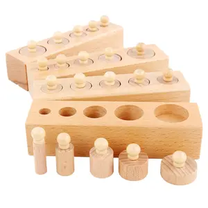 Montessori sensorisches Material Holz zylinder Block Sockel Spielzeug Vorschule Früh pädagogisch für Visual Sense Kinder Spiel