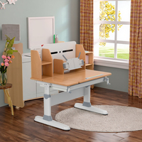 Ensemble de table et de chaises d'étude pour enfants à hauteur réglable bleu rose avec étagère Bureau ergonomique pour enfants en bois pour étudier