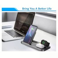 Chargeur sans fil 3 en 1 en plastique avec veilleuse et port USB, station de charge nécessitant un adaptateur QC 3.0