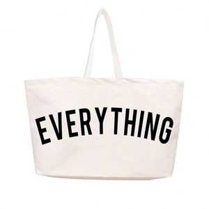 China Hot Selling Shopping <b>Large</b> Oversize <b>Black</b> White Custom Cotton Canvas Tote <b>Bag</b> With Printed Logo - Product Image 2