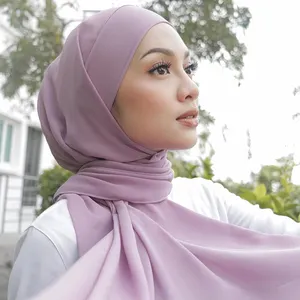 Latest Muslim Hijab Insrtant Chiffon Hijab Scarf Malaysia Women Tie Back Tudung Sarong Hijab Pashmina