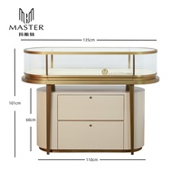 Vitrina de Exhibición de Vidrio Templado Transparente Resistente a Arañazos MASTER con Base de Madera Sólida para Joyería Comercial en Centros Comerciales