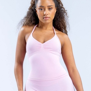 Débardeur de yoga sans couture à col halter en nylon haute élasticité pour femme, modèle original Impact Longline Strappy Top, le plus vendu - Product Image 5