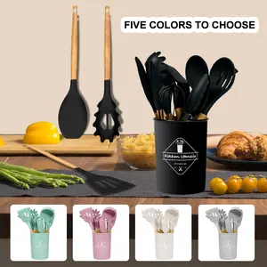 Top Seller 12 Pcs Wholesale Kitchen Accessories Cooking Tools Kitchenware Silicone Kitchen Utensil Sets With Logo