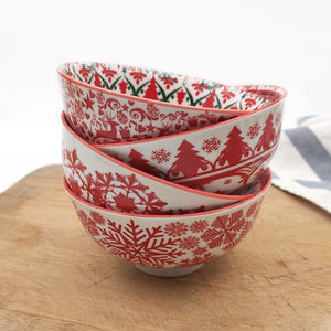 Vaisselle créative sous glaçure pour la réveillon <span class=keywords><strong>de</strong></span> noël, motif arbre <span class=keywords><strong>de</strong></span> père noël, salade, Ramen, Dessert, soupe et riz, bol en céramique - Product Image 2