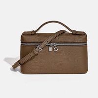 Sac à main en cuir grainé décontracté pour femmes; sac à bandoulière en cuir véritable sac à lunch