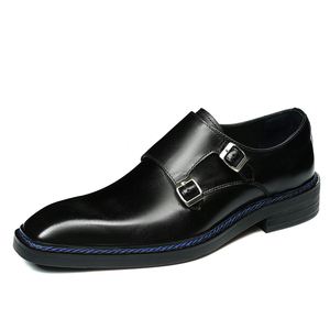 Zapatos de Vestir de Cuero con Punta Cuadrada para Hombre, Estilo 2026, Formales de Negocios, Cierre con Hebilla y Costura Noruega, Zapatos Formales de Diseñador de Lujo - Product Image 4