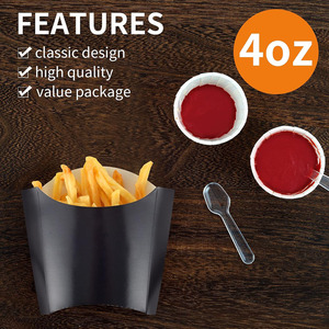 B699 contenitori per patatine fritte nere portacarte salumi usa e getta tazze di carta Kraft da <span class=keywords><strong>asporto</strong></span> scatole di patatine fritte - Product Image 3