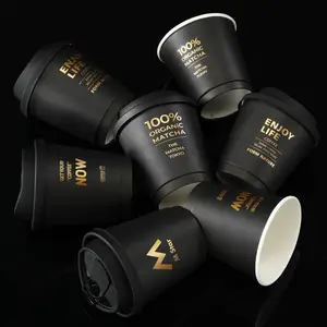 Biodegradable Double Wall Paper Cups 8oz 10oz 12oz Food-Grade Disposable Cups for Hot Coffee Craft Cups