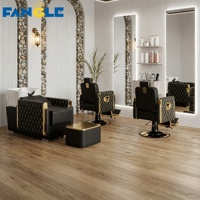 Fauteuil de lavage de luxe rétro pour salon de coiffure, station de lavage de cheveux en cuir PU avec cuvette en céramique, fauteuil de barbier