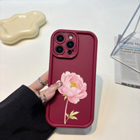 Coque de téléphone portable Dropshipping Fleurs Roses pour iPhone 16 15 17 Air Pro Max, Coque Arrière Givrée Antichoc Couleur Bonbon