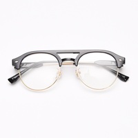 Montures de lunettes rondes vintage version coréenne pour hommes et femmes, lunettes de vue rétro circulaires, monture de lunettes à double faisceau