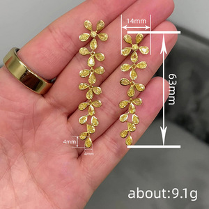 Orecchini Pendenti a Goccia con Fiori per Donne, Eleganti Gioielli da Sera alla Moda - Product Image 5