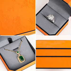 Zebopak Orange Black Trim Pendant <b>Necklace</b> <b>Box</b> Set with Ring Bracelet Storage Case <b>Gift</b> Packaging Boutique Factory - Product Image 4
