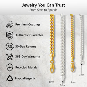 5 मिमी/3 मिमी वास्तविक <span class=keywords><strong>24k</strong></span> सोना प्लेटेड क्यूबन लिंक चेन गहने उपहार 925 स्टर्लिंग चांदी से भरी स्टेनलेस स्टील हार पुरुषों के लिए - Product Image 2