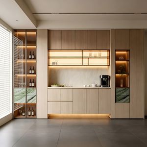 <span class=keywords><strong>Buffet</strong></span> moderne haut de gamme en contreplaqué blanc avec portes vitrées, tiroirs de grande capacité, respectueux de l'environnement, sur mesure - Product Image 3