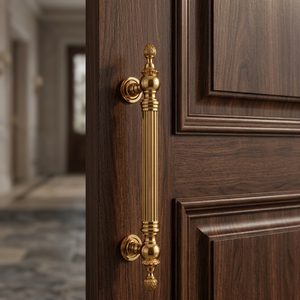 Poignée de porte d'entrée en laiton Victor |   Terminaisons de couronne de luxe modernes à design cannelé |   Durable 24/36 pouces pour l'extérieur et l'architecture - Product Image 6