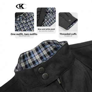<span class=keywords><strong>Veste</strong></span> <span class=keywords><strong>Harrington</strong></span> réversible à carreaux et unie 11KN, col montant, fermeture éclair, manteau décontracté, vêtement d'extérieur personnalisé à porter des deux côtés, vente en gros d'usine - Product Image 4