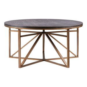 <b>Rustic</b> Coffee <b>Table</b> with Antique Bronze Metal Base and Distressed <b>Wood</b> Top Vintage Living Room Center <b>Table</b> with Durable Build - Product Image 3