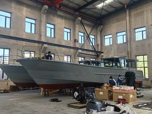 Barco DE TRABAJO pontón directo de fábrica 3,40 m ancho moldeado aluminio barco de pesca grande - Product Image 4