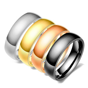 Simple <b>Plain</b> Band 5MM Stainless Steel <b>Ring</b> 18K Gold Women's Fashion Jewelry Gift - Product Image 1