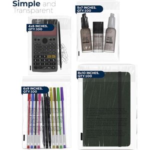 Bolsas de Polietileno Transparentes con Advertencia de Asfixia, Paquete Combinado Pequeño de 400 Unidades, Bolsas Desechables OPP de 4x6, 5x7, 6x9, 8x10 - Product Image 2