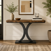 Console industrielle en bois de 40 pouces pour entrée étroite, avec base géométrique, mobilier moderne pour salon et villa