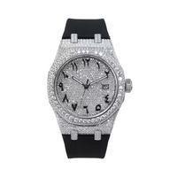 Montre automatique étanche en acier inoxydable plaqué or avec cadran en moissanite glacée, 42 mm, édition limitée de luxe Hip Hop pour homme et père