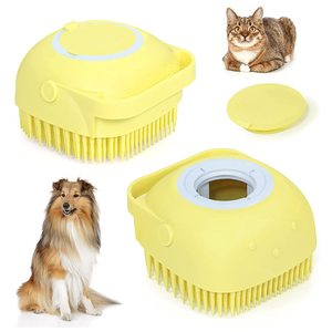 Hot Sale Stocked Soft Silicone Pet <b>Bath</b> <b>Brush</b> with Massage Function for Dogs & Cats Grooming Cleaning - Product Image 1