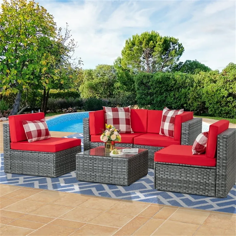 optionale metallrahmen außenmöbel verstellbare patio-pvc-weide gewebt rattan-sofa