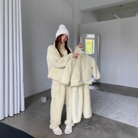 Nouvel ensemble de vêtements d'hiver thermiques en peluche, vêtements de détente unisexes, vêtements épais pour la maison et l'extérieur, pour femmes et filles