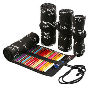 Étui à crayons noir pour l'école, 36/48 trous, en toile, pour filles et garçons, pochette de papeterie - Product Image 4