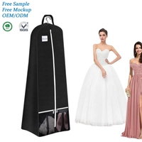 Robe imprimée personnalisée personnalisée Robe de mariage à la mode Couverture anti-poussière Sac à vêtements non tissé réutilisable noir