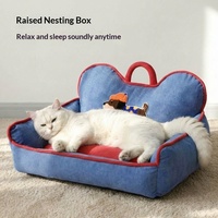 Nouveau Lit Nid Carré Rétro Toutes Saisons en Coton PP pour Chien et Chat, Coussin Amovible Épaissi pour Chiens Petits/Moyens - Marquage Privé Usine