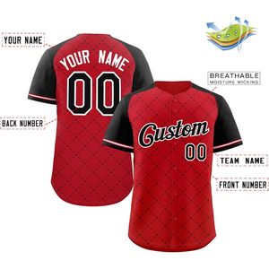 Custom Baseball Jersey Red Black Sublimated Unisex Adult Breathable Button <b>Down</b> Sports Shirt - Product Image 2