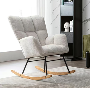 Comfortable High Backrest Accent Rocking <strong>Glider</strong> Chair Padded Seat Upholstered Stainless Steel for Living Room Bedroom Home Hotel - Product Image 1