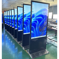 Напольный рекламный киоск с LED-экраном и LCD-монитором, панель для цифровой рекламы, Android OS, емкостный сенсорный экран