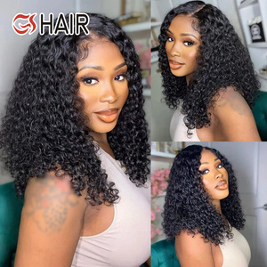 Perruques courtes bouclées <span class=keywords><strong>afro</strong></span> sans colle en cheveux humains vierges Remy péruviens GS Wholesale avec dentelle frontale pour femmes noires - Product Image 5