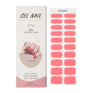 Nail Gel Factory Huizi Factory Korean Custom Gel Nail Wraps Sticker Non-Toxic Long Lasting Semi Cured Gel Nail Strips