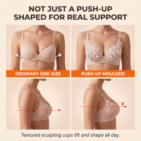 Soutien-gorge push-up sans armatures pour femme, avec logo, dentelle, nœud et détails en cristal, bonnets texturés, bretelles réglables confortables, idéal pour le quotidien