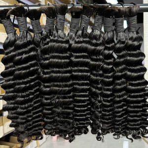 <b>Deep</b> <b>Wave</b> Human Hair Bulk No Weft Natural Black Full Ends Hair For Braiding Boho Style And <b>Wig</b> Making Use - Product Image 1