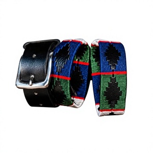 Cinturones casuales de cuero con diseño de bordado geométrico a precio económico para hombre con hebilla rectangular de acero inoxidable - Product Image 1
