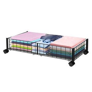 2 חבילות אחסון מתחת למיטה עם גלגלים, פחי ארגונית ממתכת מתחת למיטה לחיפויי נעלי בגדי חדר שינה - Product Image 2