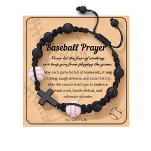 European and American volleyball football Basketball bracelet Black frosted cross sports and leisure bracelet suitable for son